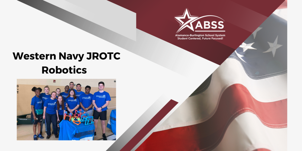 JROTC Navy Robotics Team photo overlay with ABSS logo and news graphic 