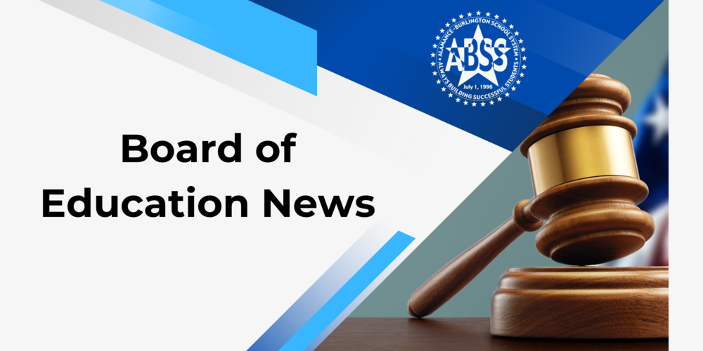 ABSS logo with gavel in background.  Text Board of Education News 