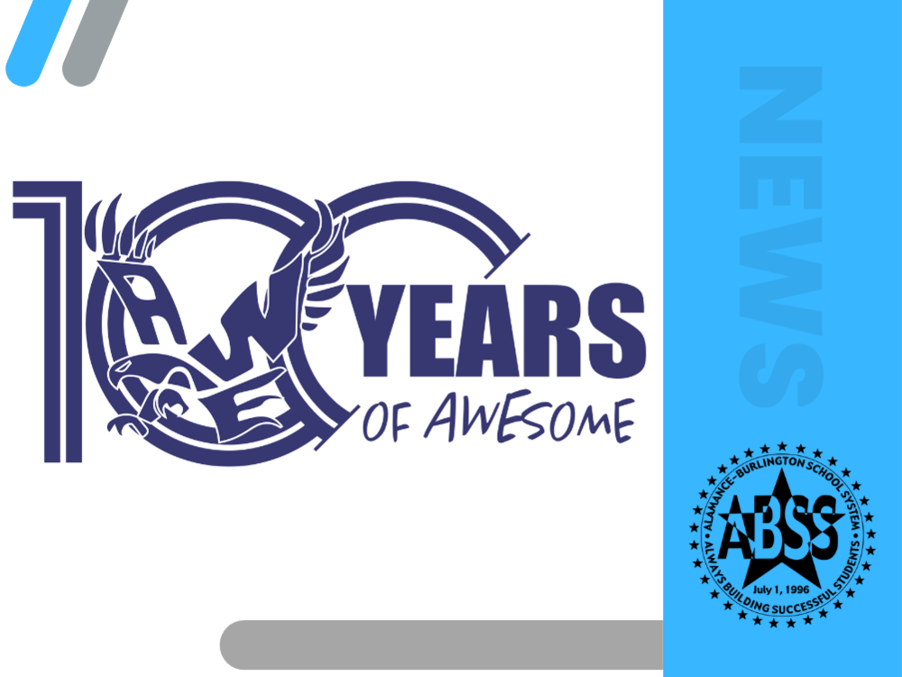 Alexander Wilson 100 years of Awesome logo with graphic announcing 100th Anniversary Celebration 