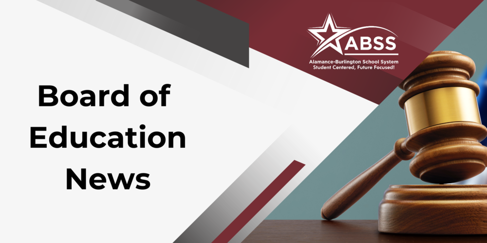 Board of Education News graphic with gavel and ABSS logo overlay