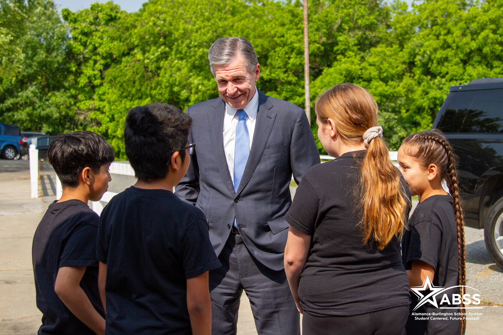 Governor Cooper greets students at Haw River Elementary