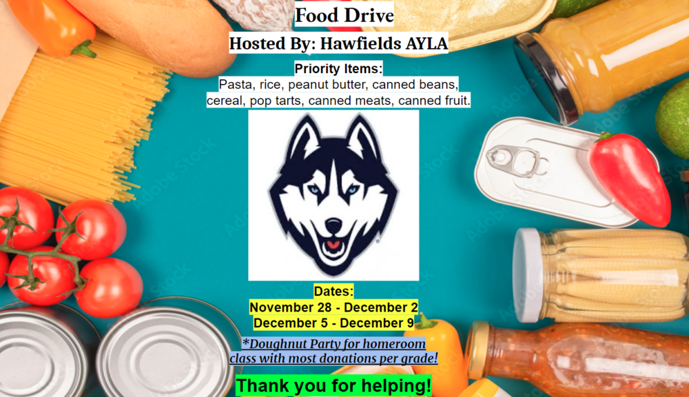 AYLA Food Drive | Hawfields Middle School