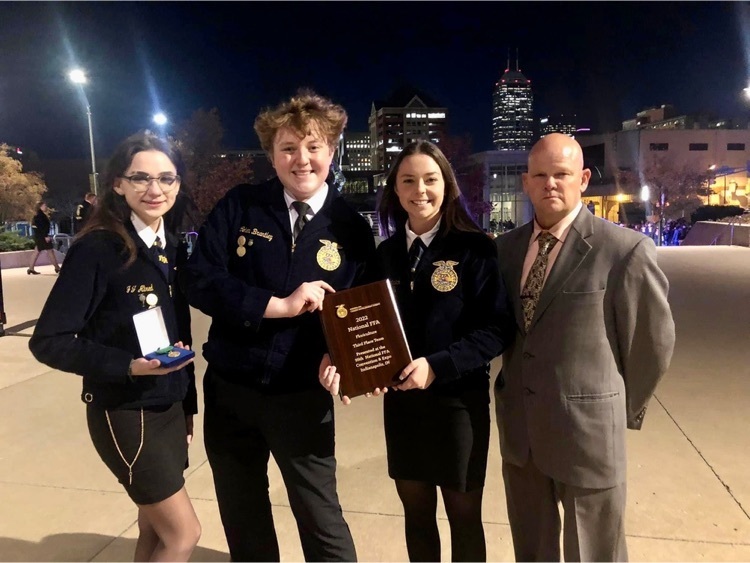 Southern Alamance Students holding plaque after placing 3rd in the nation at the National FFA Competition in Indianapolis