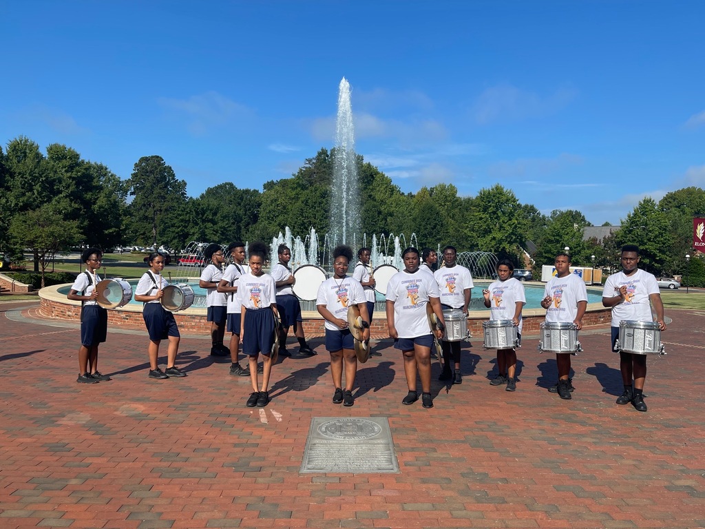 Photo of Cummings High School Band in front of a fountain