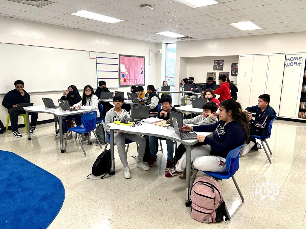 Students sitting at some of the new chairs and desks at Broadview Middle School