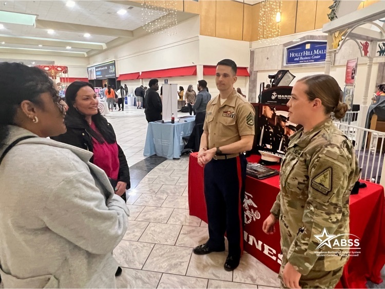 marine Corps recruiters, talking to students at the college and transition fair at Holly Hill Mall.  