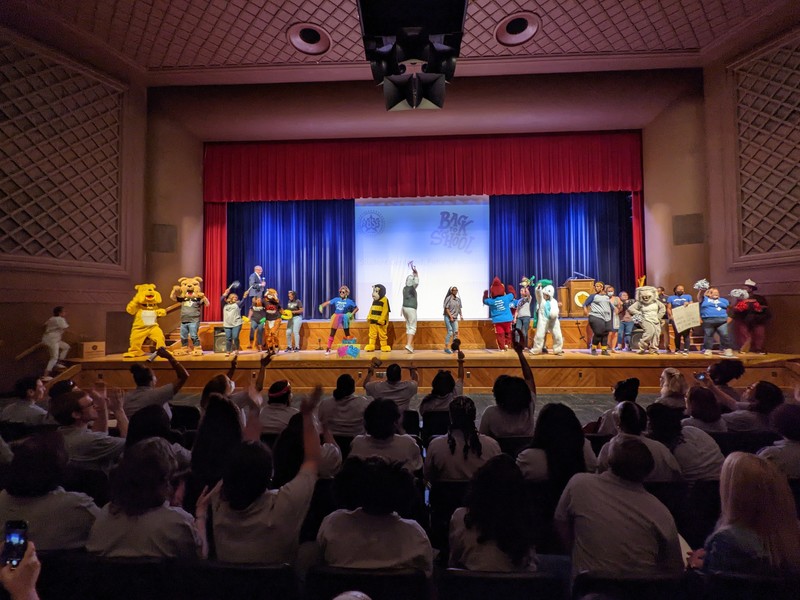 Mascots from ABSS schools Dancing on Stage