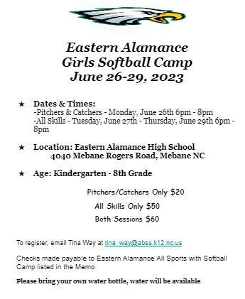 EAHS Girls Softball Camp Eastern Alamance High School